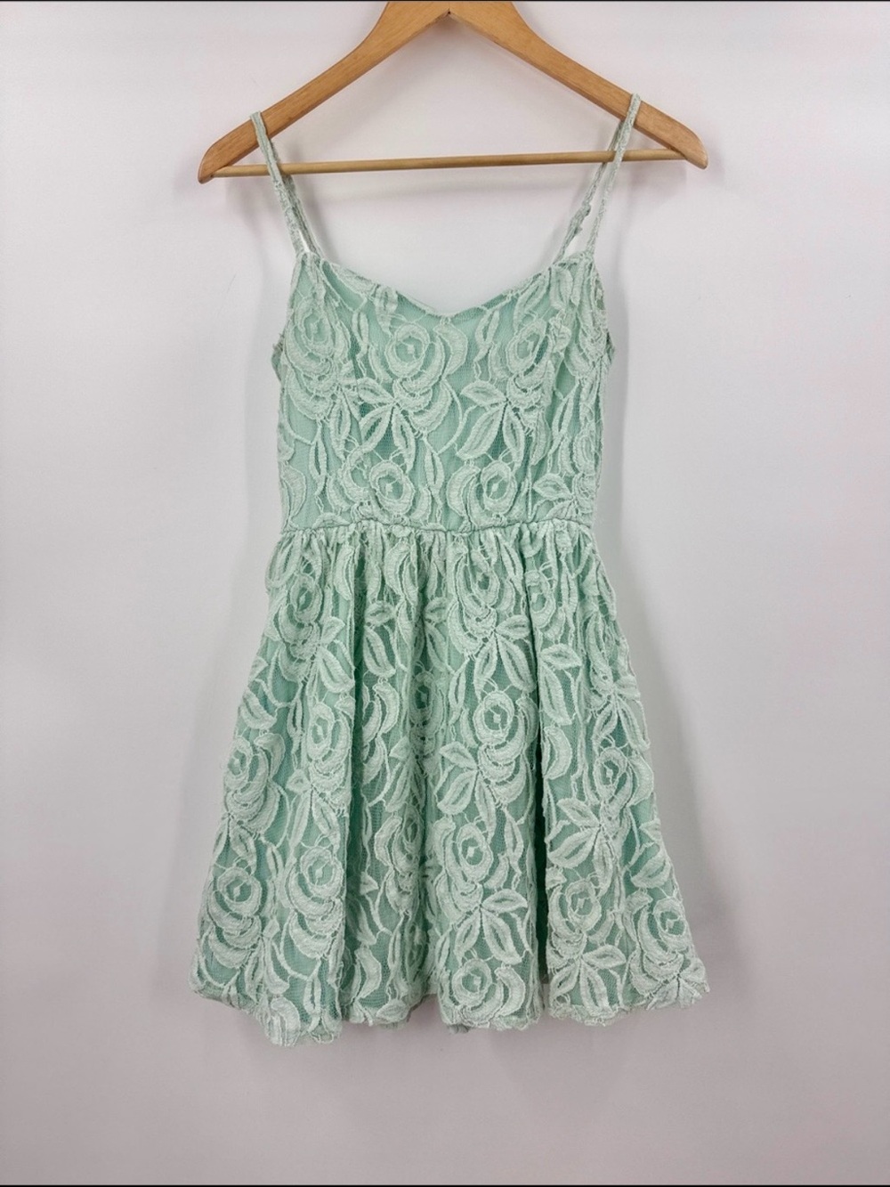 Fire Los Angeles Robin's egg blue fit and flare lace overlay mini dress coquette